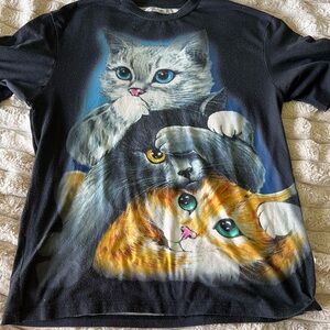 Vintage Cat Lovers Black T-Shirt